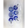 SET 6 BICCHIERI CALICE VINO CRISTALLO MOLATO BLU COBALTO VERRES VINTAGE ANNI '50