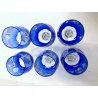 SET 6 BICCHIERI CALICE VINO CRISTALLO MOLATO BLU COBALTO VERRES VINTAGE ANNI '50