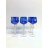 SET 6 BICCHIERI CALICE VINO CRISTALLO MOLATO BLU COBALTO VERRES VINTAGE ANNI '50