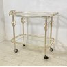 ANTICO CARRELLO BAR ESPOSITORE CART SERVING TABLE ANNI 40/50 ARGENTO METALLO 