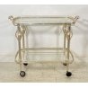 ANTICO CARRELLO BAR ESPOSITORE CART SERVING TABLE ANNI 40/50 ARGENTO METALLO 