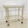 ANTICO CARRELLO BAR ESPOSITORE CART SERVING TABLE ANNI 40/50 ARGENTO METALLO 