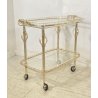 ANTICO CARRELLO BAR ESPOSITORE CART SERVING TABLE ANNI 40/50 ARGENTO METALLO 