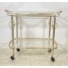 ANTICO CARRELLO BAR ESPOSITORE CART SERVING TABLE ANNI 40/50 ARGENTO METALLO 