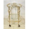 ANTICO CARRELLO BAR ESPOSITORE CART SERVING TABLE ANNI 40/50 ARGENTO METALLO 