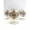 SET 6 ANTICHI BICCHIERI BRANDY CARNIVAL GLASS CRISTALLO DECORO MOLATO DORATO 900