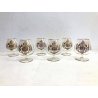 SET 6 ANTICHI BICCHIERI BRANDY CARNIVAL GLASS CRISTALLO DECORO MOLATO DORATO 900