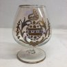 SET 6 ANTICHI BICCHIERI BRANDY CARNIVAL GLASS CRISTALLO DECORO MOLATO DORATO 900