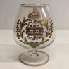 SET 6 ANTICHI BICCHIERI BRANDY CARNIVAL GLASS CRISTALLO DECORO MOLATO DORATO 900