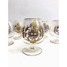 SET 6 ANTICHI BICCHIERI BRANDY CARNIVAL GLASS CRISTALLO DECORO MOLATO DORATO 900