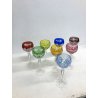 SET 8 BICCHIERI CALICE VINO Roemer CRISTALLO MOLATO MULTICOLOR Bohemian CRYSTAL 