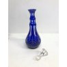 SET BOTTIGLIA ROSOLIO 6 BICCHIERI CRISTALLO MOLATO CUT BLU COBALTO CLEAR GLASS 