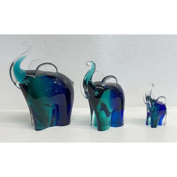 SET 3 ELEFANTI V.NASON VETRO MURANO ITALY TRIO ELEFANTINI ART GLASS ANNI 60 OLD