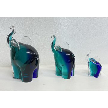 SET 3 ELEFANTI V.NASON VETRO MURANO ITALY TRIO ELEFANTINI ART GLASS ANNI 60 OLD
