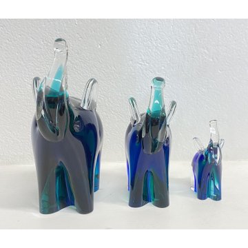 SET 3 ELEFANTI V.NASON VETRO MURANO ITALY TRIO ELEFANTINI ART GLASS ANNI 60 OLD