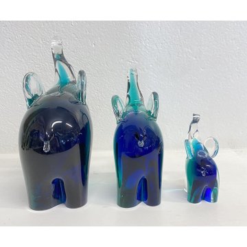 SET 3 ELEFANTI V.NASON VETRO MURANO ITALY TRIO ELEFANTINI ART GLASS ANNI 60 OLD