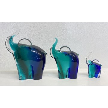 SET 3 ELEFANTI V.NASON VETRO MURANO ITALY TRIO ELEFANTINI ART GLASS ANNI 60 OLD