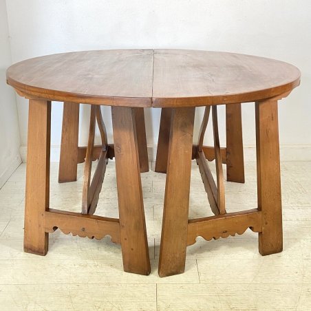 Rara ANTICA Coppia Console MEZZA LUNA FRATINO epoca 1600 TAVOLO ROTONDO noce 