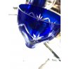 SET CARAFFA 5 BICCHIERI CRISTALLO BOEMIA MOLATO CUT BLU COBALTO CLEAR GLASS '900