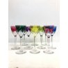SET 10 BICCHIERI VINTAGE VINO CRISTALLO Val St Lambert MULTICOLOR CUT TO CLEAR