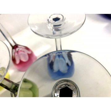 SET 10 BICCHIERI VINTAGE VINO CRISTALLO Val St Lambert MULTICOLOR CUT TO CLEAR