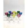 SET 10 BICCHIERI VINTAGE VINO CRISTALLO Val St Lambert MULTICOLOR CUT TO CLEAR