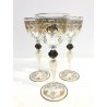 SET 3 ANTICO CALICE VETRO Murano DIPINTO A MANO AVVENTURINE ORO ZECCHINO VINTAGE