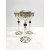 SET 3 ANTICO CALICE VETRO Murano DIPINTO A MANO AVVENTURINE ORO ZECCHINO VINTAGE