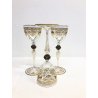 SET 3 ANTICO CALICE VETRO Murano DIPINTO A MANO AVVENTURINE ORO ZECCHINO VINTAGE