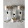 SET 3 ANTICO CALICE VETRO Murano DIPINTO A MANO AVVENTURINE ORO ZECCHINO VINTAGE
