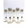 SET 5 ANTICO CALICE CHAMPAGNE VETRO Murano DIPINTO A MANO ORO ZECCHINO VINTAGE