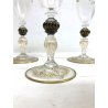 SET 5 ANTICO CALICE CHAMPAGNE VETRO Murano DIPINTO A MANO ORO ZECCHINO VINTAGE