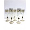 SET 5 ANTICO CALICE CHAMPAGNE VETRO Murano DIPINTO A MANO ORO ZECCHINO VINTAGE