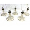SET 5 ANTICO CALICE CHAMPAGNE VETRO Murano DIPINTO A MANO ORO ZECCHINO VINTAGE