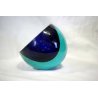 POSACENERE VETRO SOMMERSO MURANO PARABOLICO Seguso F. POLI ART GLASS BLU VERDE