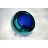 POSACENERE VETRO SOMMERSO MURANO PARABOLICO Seguso F. POLI ART GLASS BLU VERDE