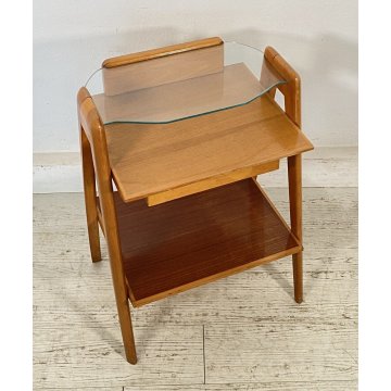 COMODINO VINTAGE VITTORIO DASSI ANNI 50 LEGNO VETRO 1 CASSETTO DESIGN ETAGERE