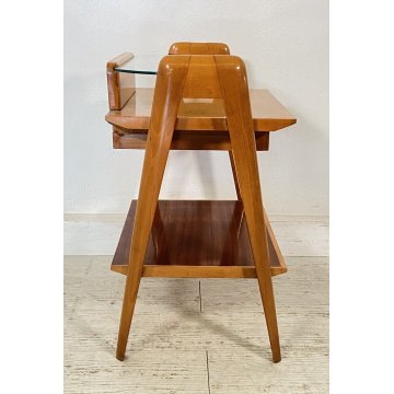 COMODINO VINTAGE VITTORIO DASSI ANNI 50 LEGNO VETRO 1 CASSETTO DESIGN ETAGERE