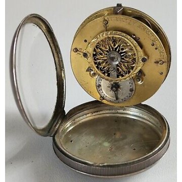 ANTICO OROLOGIO TASCA Lequin & Yersin 1800 OLD POCKET WATCH taschino ARGENTO 800