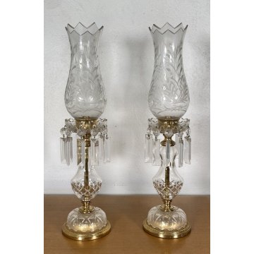 ANTICA COPPIA LUMI ATTRIBUIBILI BACCARAT CANDELIERI CANDELABRI 1900 ABAT JOUR