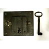 GRANDE RARA ANTICA SERRATURA ferro battuto con CHIAVE '700 DOOR LOCK IRON KEY   