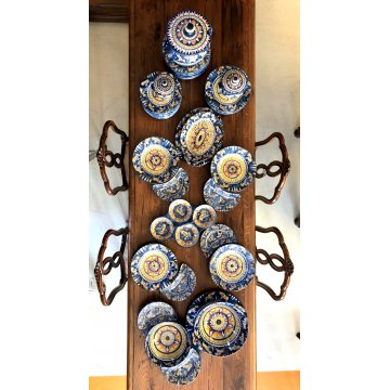 ANTICO GRANDE SERVIZIO PIATTI CERAMICA Vietri 59 pz DECORO SMALTO POLICROMO '900