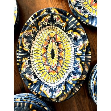 ANTICO GRANDE SERVIZIO PIATTI CERAMICA Vietri 59 pz DECORO SMALTO POLICROMO '900