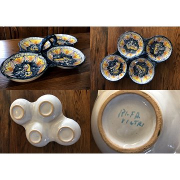 ANTICO GRANDE SERVIZIO PIATTI CERAMICA Vietri 59 pz DECORO SMALTO POLICROMO '900