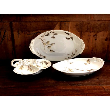 SET PIATTI PORTATA VINTAGE PORCELLANA LIMOGES FRANCE DECORO FLOREALE RAMAGE ORO