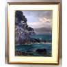 DIPINTO OLIO TAVOLA Ettore Morteo MARINA PAESGGIO RIVIERA LIGURE IMPRESSIONISTA