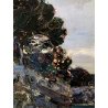 DIPINTO OLIO TAVOLA Ettore Morteo MARINA PAESGGIO RIVIERA LIGURE IMPRESSIONISTA