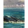 DIPINTO OLIO TAVOLA Ettore Morteo MARINA PAESGGIO RIVIERA LIGURE IMPRESSIONISTA