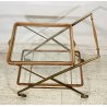 ANTICO CARRELLO BAR DESIGN CESARE LACCA ANNI 50 LEGNO OTTONE CARRELLINO VASSOIO
