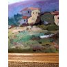QUADRO DIPINTO OLIO TAVOLA Maggi PAESAGGIO RURALE CAMPAGNA CAMPI CASALI '900